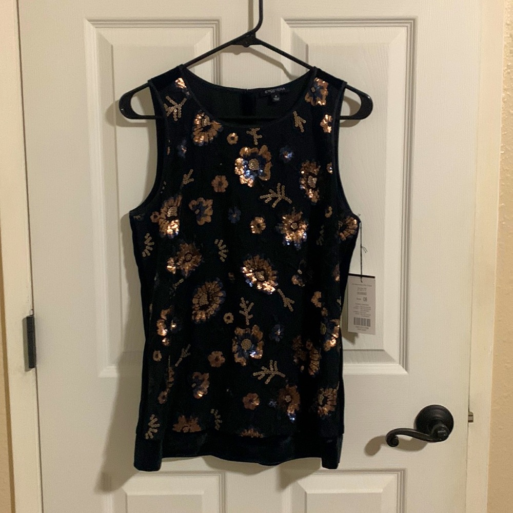 Etcetera Velvet Embellished Tank NWT